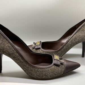 Dolce & Gabbana Brown Tweed Heels with Bow
